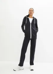 bonprix Stretch-Jogginganzug aus Baumwoll-Mix (2-tlg. Set)schwarz 40Damen