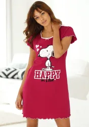 Peanuts Nachthemd mit Snoopy Print und Kräuselsäumen