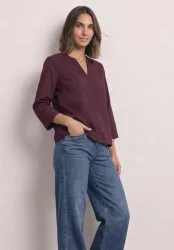 STREET ONE Schlupfbluse 3/4-Arm Sommerbluse mit Split Neck