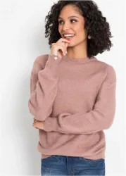 bonprix Strickpullover aus Polyacryl, Polyester, Polyamid und Elasthan, lockere Passform