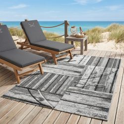 Sansibar Teppich »Rantum Beach SA-023«, rechteckig, Flachgewebe, modernes Design, Motiv Holzdielen, In- & Outdoor geeignet