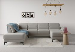 sit&more Wohnlandschaft »Sinatra«, optional mit Kopfteilverstellung und Armteilfunktion oder mit Kopfteilverstellung, Armteilfunktion, Bettfunktion und Stauraum, mattschwarze Metallfüsse