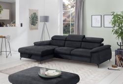 COTTA Ecksofa »Komaris I«, inklusive Kopf- bzw. Rückenteilverstellung, wahlweise Bettfunktion und Bettkasten, eleganter schwarzer Fuss