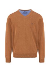 FYNCH-HATTON Strickpullover aus reiner Baumwolle, mit Rundhalsausschnitt, mit Logo Stickerei