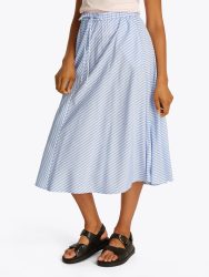 Tommy Hilfiger A-Linien-Rock »CRINKLE VISCOSE MIX MIDI SKIRT« mit Streifenmuster, mit Tunnelzug am Bund