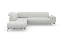 sit&more Ecksofa »Cool«, wahlweise mit Kopfteilverstellung und Vorziehsitz, motorisch,mit silberfarbenen Füssen