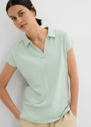 bonprix Poloshirt aus elastischem Baumwoll-Mixgrün 36Damen