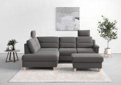 sit&more Ecksofa »Farö«, inklusive Federkern, mit naturfarbenen Füssen, wahlweise mit Bettfunktion und Bettkasten