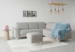 sit&more Ecksofa »Sinatra«, optional mit Kopfteilverstellung und Armteilfunktion oder Kopfteilverstellung, Armteilfunktion, Bettfunktion und Schubkasten, langer Schenkel links oder rechts bestellbar, chromfarbene Metallfüsse