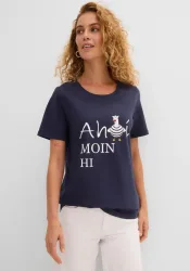 bonprix T-Shirt aus Baumwollmixblau 36Damen