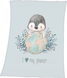babybest® Microfaser-Flauschdecke Pinguin 70 x 100 cm