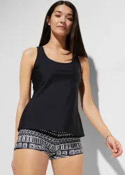 bonprix Tankini (3-tlg. Set) mit Bustier-Bikinioberteilschwarz 44Damen