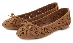 Lascana, LASCANA Ballerina, Freizeitschuh, Slipper, Halbschuh mit kleinen Cut-Outs VEGAN
