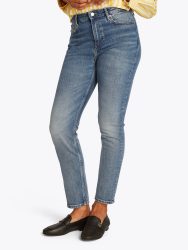 Tommy Hilfiger Slim-fit-Jeans »Slim Cigarette High Waist« mit Logo-Badge, in blauer Waschung