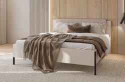 Home affaire Bett »Jukon, mit gepolstertem Kopfteil, Füsse aus Metall, modernes Design«, (3 Breiten:100cm, 160cm und 180cm), in drei Grössen, perfekt auch als Jugendbett