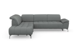 sit&more Ecksofa »Cool«, wahlweise mit Kopfteilverstellung und Vorziehsitz, motorisch,mit silberfarbenen Füssen