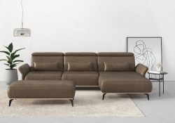 Places of Style Ecksofa »Fjord«, massiv, wahlweise mit Armlehnfunktion, Kopf- Sitztiefenverstellung