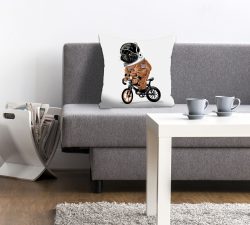 queence Dekokissen »Spacedog«, (1 St.), mit einem fahrradfahrenden Astronauten-Hund