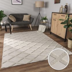Paco Home Teppich »Utrecht 642«, rechteckig, Kurzflor, Uni Farben, 3D-Design, Rauten Muster, Hoch-Tief Effekt