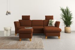 Home affaire Ecksofa »Trelleborg«, Federkern-Polsterung, wahlweise mit Bettfunktion und Bettkasten, Kopfstützen optional