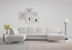 sit&more Wohnlandschaft »Fashion«, wahlweise mit Kopfteilverstellung und Vorziehsitz, motorisch, mit satinierten Nickelfüssen
