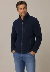 Mans World Fleecejacke hüftlang, figurumspielend, mit Reissverschluss