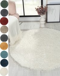 Myflair Möbel & Accessoires Hochflor-Teppich »My Shaggy«, rund, 37 mm Höhe, Shaggy, Uni Farben, leicht glänzend, besonders weich durch Microfaser, extra flauschig, ideal im Wohnzimmer, Schlafzimmer & Esszimmer