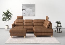 sit&more Ecksofa »Farö«, inklusive Federkern, mit naturfarbenen Füssen, wahlweise mit Bettfunktion und Bettkasten
