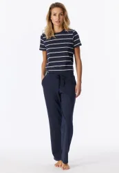 Schiesser Hose Dunkelblau - Mix+Relax für Damen, Größe XS, 95 % Baumwolle, 5 % Elasthan