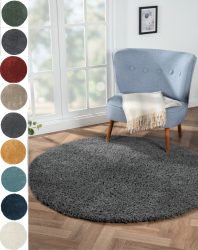 Myflair Möbel & Accessoires Hochflor-Teppich »My Shaggy«, rund, 37 mm Höhe, Shaggy, Uni Farben, leicht glänzend, besonders weich durch Microfaser, extra flauschig, ideal im Wohnzimmer, Schlafzimmer & Esszimmer