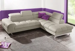 COTTA Ecksofa mit Kopfteilverstellung, edle Metallkufen, wahlweise mit Bettfunktion