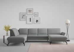 sit&more Wohnlandschaft »Fashion«, wahlweise mit Kopfteilverstellung und Vorziehsitz, motorisch, mit schwarzen Metallfüssen