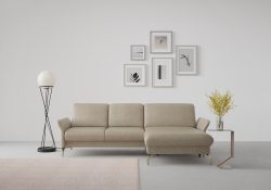 sit&more Ecksofa »Fashion«, wahlweise mit Kopfteilverstellung und Vorziehsitz, motorisch, mit satinierten Nickelfüssen