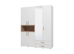 INOSIGN Kleiderschrank »Donald, inklusive Kleiderstangen und Einlegeböden, FSC-zertifiziert«, (134,5 oder 179cm breit, 227cm hoch und 56,5cm tief), In 2 Breiten, mit Spiegel und Schubladen, 1 offenes Fach in Holzoptik