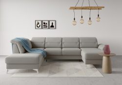 sit&more Wohnlandschaft »Sinatra«, optional mit Kopfteilverstellung und Armteilfunktion oder mit Kopfteilverstellung, Armteilfunktion, Bettfunktion und Stauraum, chromfarbene Metallfüsse