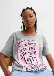 bonprix Cold-Shoulder-Shirtgrau 40Damen