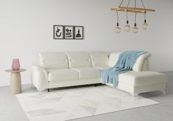 sit&more Ecksofa »Sinatra«, mit Ottomane, optional mit Kopfteilverstellung und Armteilfunktion oder Kopfteilverstellung, Armteilfunktion, Bettfunktion und Stauraum, chromfarbene Metallfüsse