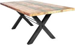 mutoni - Massivholztisch 160x85 - Altholz lackiert bunt - Metall, One Size, Multicolor