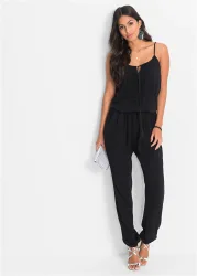 bonprix Jumpsuit aus strukturierter Viskoseschwarz 46Damen