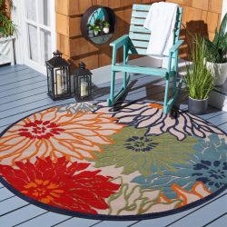 Sanat Teppich »Floral 2«, rund, 6 mm Höhe, In- und Outdoor geeignet, florales Design, Balkon, Terasse