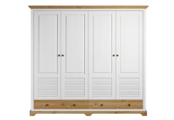 Home affaire Kleiderschrank »Rauna, aus massiver Kiefer, 4-türig, mit Lamellen und Kassetten«, (B/H/T ca. 203/183/61), FSC® zertifiziertes Massivholz (Kiefer), robuste Qualität