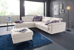 sit&more Ecksofa, 12 cm Fusshöhe, inklusive Sitztiefenverstellung, wahlweise Kopfteilverstellung, wahlweise in 2 unterschiedlichen Fussfarben