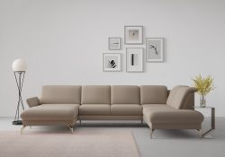 sit&more Wohnlandschaft »Fashion«, wahlweise mit Kopfteilverstellung und Vorziehsitz, motorisch, mit satinierten Nickelfüssen