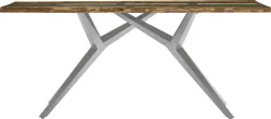 mutoni - Massivholztisch 240x100 - Altholz lackiert bunt - Metall antiksilber, One Size, Multicolor