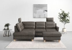 sit&more Ecksofa »Farö«, inklusive Federkern, mit naturfarbenen Füssen, wahlweise mit Bettfunktion und Bettkasten