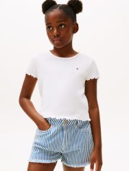 Tommy Hilfiger T-Shirt »ESSENTIAL RIB TOP SS«, mit Logostickerei