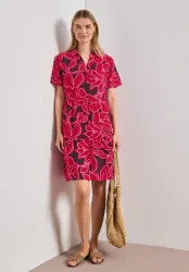 Knielanges Kleid mit Kurzarm und Print