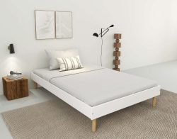 Home affaire Bett »Dagmar, Bettgestell, teilMDF, minimalistisches Design«, Breite 140 cm, inklusive feste Latten aus massiver Kiefer