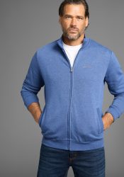 Man's World Sweatjacke Stehkragen und dezentem Logodruck