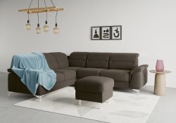 sit&more Ecksofa »Sinatra«, optional mit Kopfteilverstellung und Armteilfunktion oder Kopfteilverstellung, Armteilfunktion, Bettfunktion und Schubkasten, langer Schenkel links oder rechts bestellbar, chromfarbene Metallfüsse